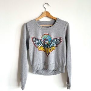Van Halen "Tour of the World" Retro Heather Gray Pullover Small Women's Sweater